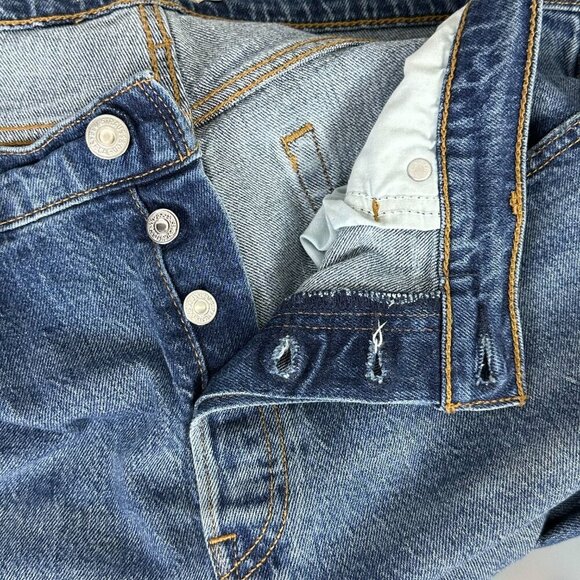 Levi's Wedgie Straight Premium Denim High Rise Medium Dark Wash Jeans - Picture 13 of 15